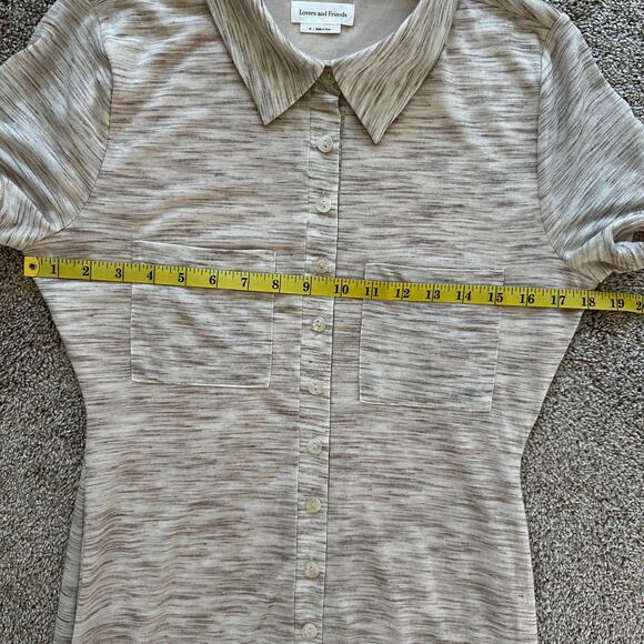 Lovers and Friends Kayce Midi Dress Jersey Knit Button Down Marled Natural Med - Picture 13 of 16